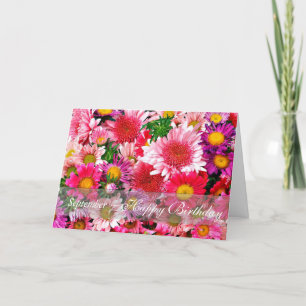 September Stunning Pink Asters for Birthday Card