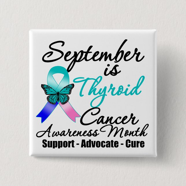 September Thyroid Cancer AWARENESS Month 15 Cm Square Badge (Front)