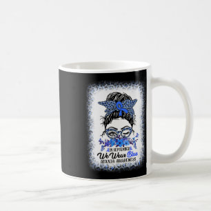 September We Wear Blue Ataxia Awareness Messy Bun Coffee Mug