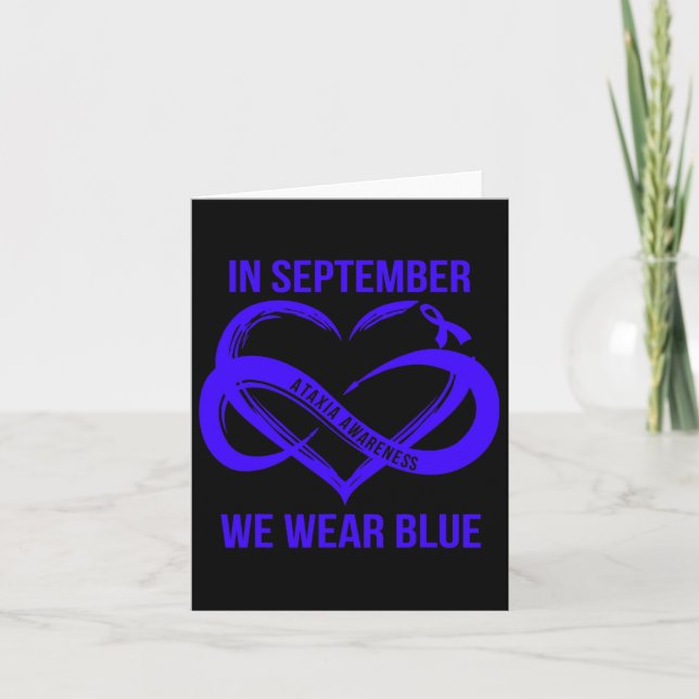 September We Wear Blue Ataxia Awareness Ribbon  Card (Front)
