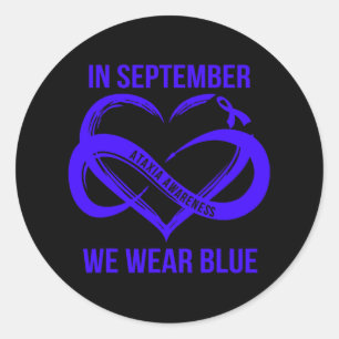 September We Wear Blue Ataxia Awareness Ribbon Classic Round Sticker