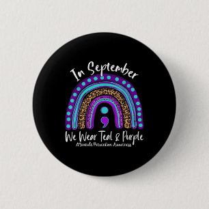 September We Wear Teal & Purple Suicide Preven 6 Cm Round Badge