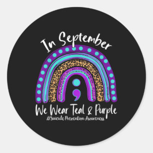 September We Wear Teal &amp; Purple Suicide Preven Classic Round Sticker