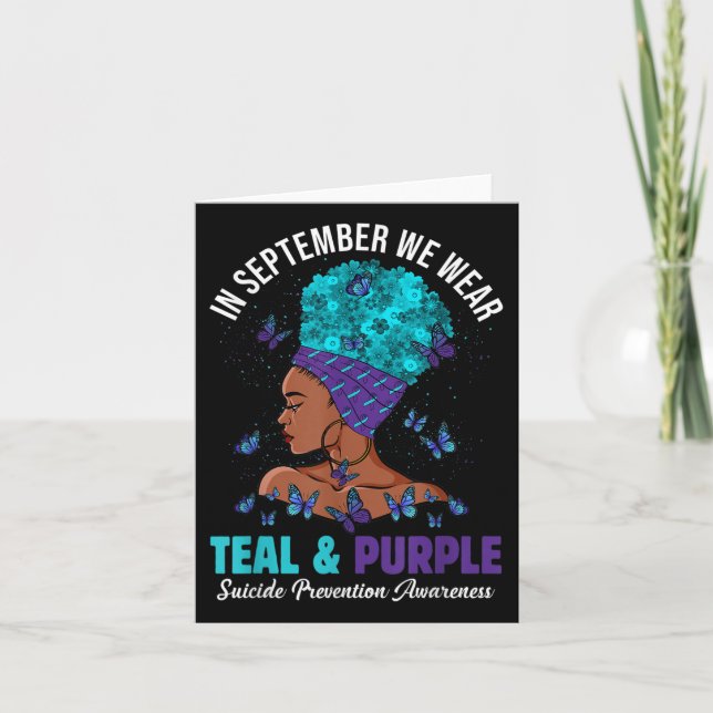 September We Wear Teal Purple Suicide Prevention A Card (Front)
