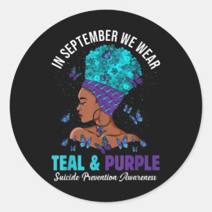 September We Wear Teal Purple Suicide Prevention A Classic Round Sticker