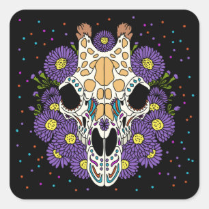 September's Aster & Giraffe Skull Square Sticker