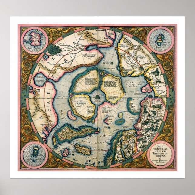 Septentrionalium terrarum descriptio, map of the A Poster (Front)