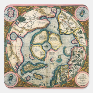 Septentrionalium terrarum descriptio, map of the A Square Sticker
