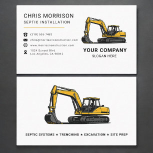 Septic Installation Excavation Excavator Business Card