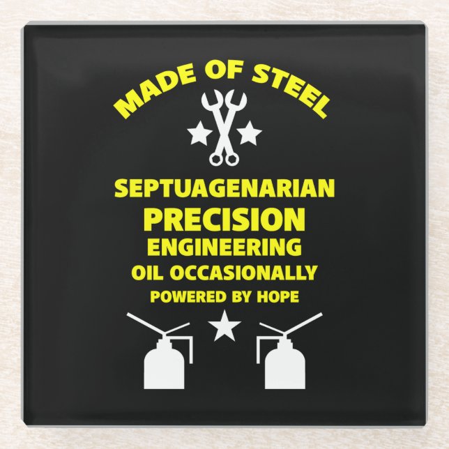 Septuagenarian Birthday Glass Coaster (Front)