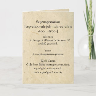 Septuagenarian Dictionary Meaning Happy 70th Card