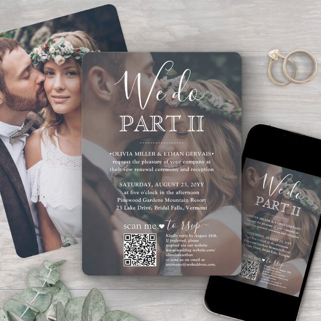 Sequel Wedding QR Code RSVP 2 Photo We Do Part II Invitation (Creator Uploaded)