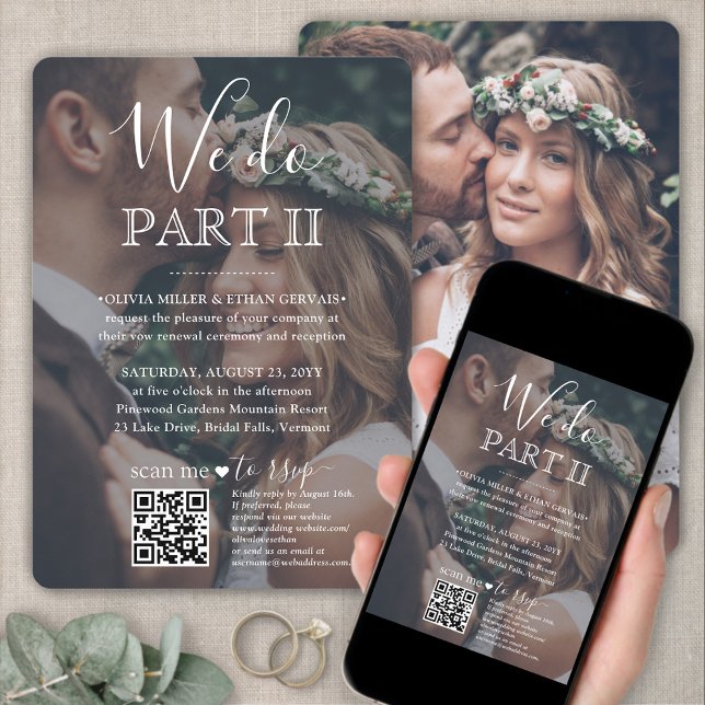 Sequel Wedding QR Code RSVP 2 Photo We Do Part II Invitation (Creator Uploaded)