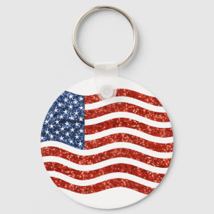 sequin american flag key ring
