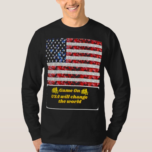 Sequin American Flag T-shirt USA (Front)