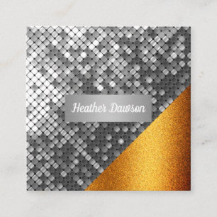 Sequin and Glitter Square Business Card