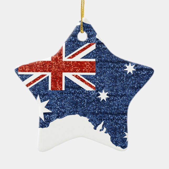 sequin australian flag ceramic tree decoration (Front)