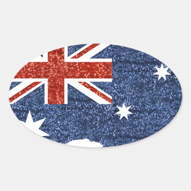 sequin australian flag oval sticker (Front)