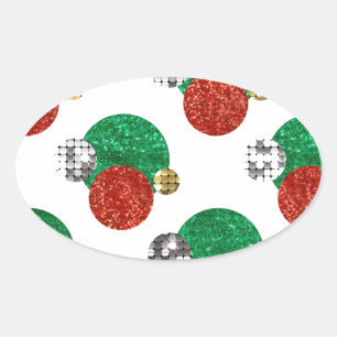 sequin christmas dots oval sticker