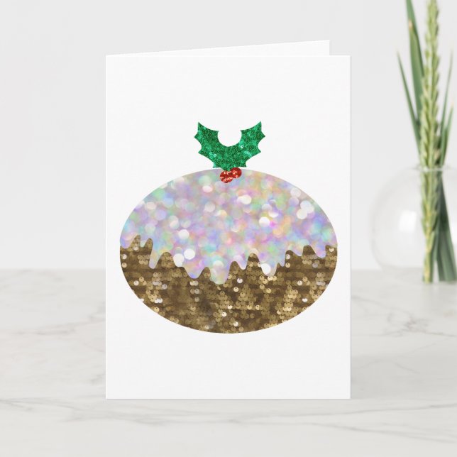 sequin christmas puddings holiday card (Front)