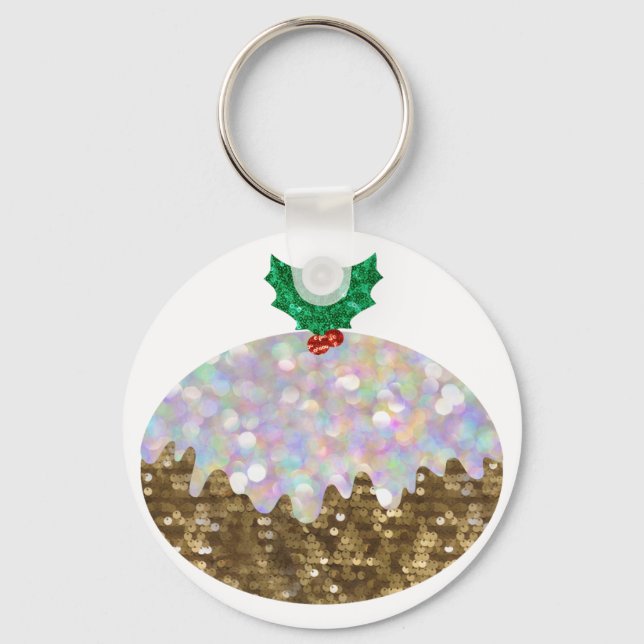 sequin christmas puddings key ring (Front)