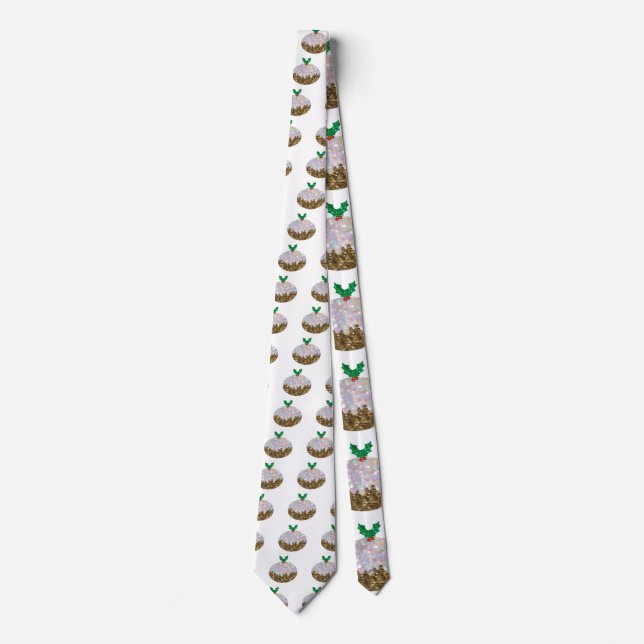 sequin christmas puddings tie (Front)
