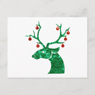 sequin christmas reindeer holiday postcard