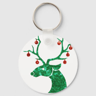 sequin christmas reindeer key ring