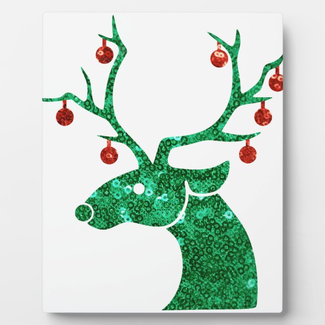 sequin christmas reindeer plaque (Front)