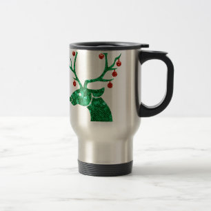 sequin christmas reindeer travel mug