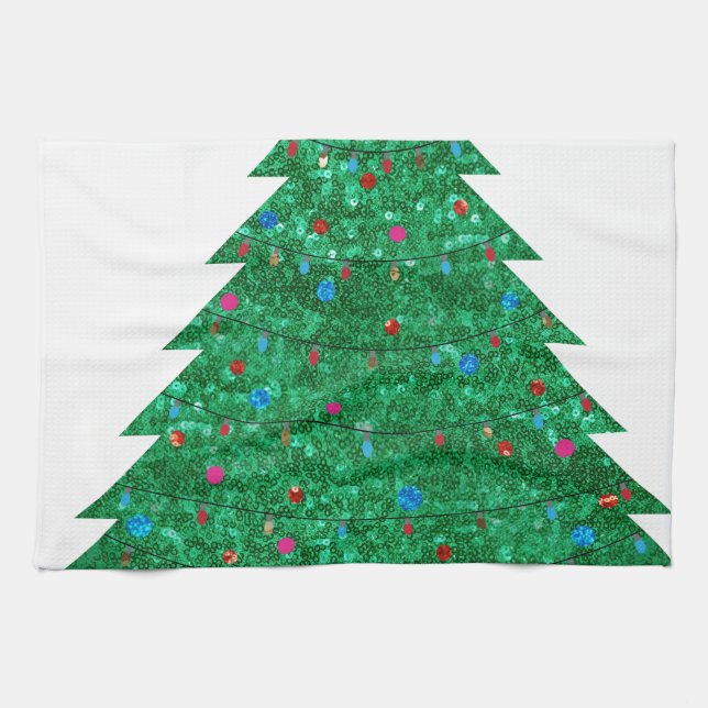 sequin christmas tree tea towel (Horizontal)