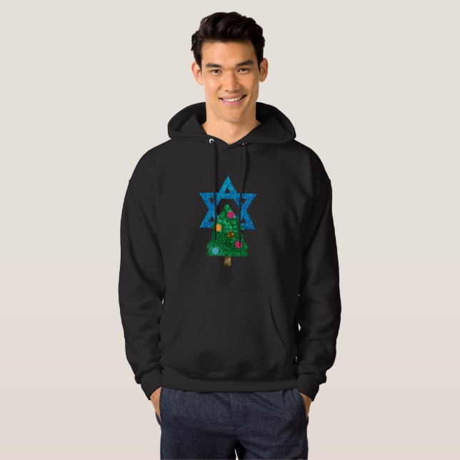sequin christmukkah hanukkah mens hoody sweatshirt (Front Full)