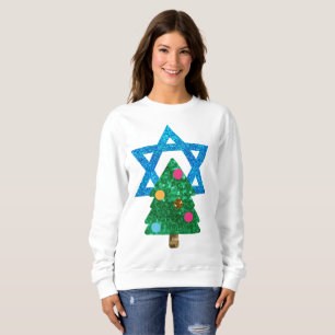sequin christmukkah hanukkah womens sweatshirt