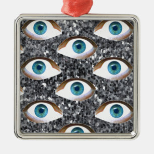sequin eyes metal tree decoration