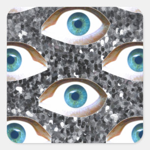sequin eyes square sticker