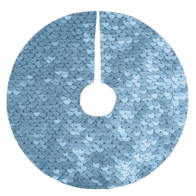 Sequin Fabric: Sky Blue Shimmer. Brushed Polyester Tree Skirt (Front)