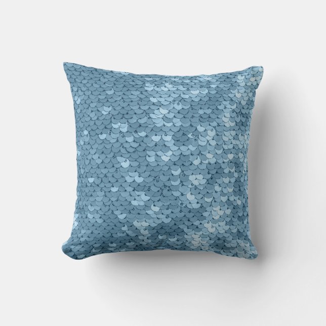 Sequin Fabric: Sky Blue Shimmer. Cushion (Front)