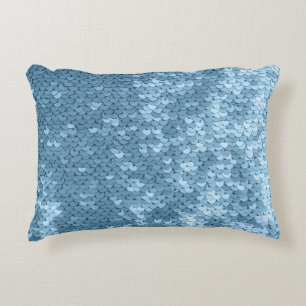 Sequin Fabric: Sky Blue Shimmer. Decorative Cushion