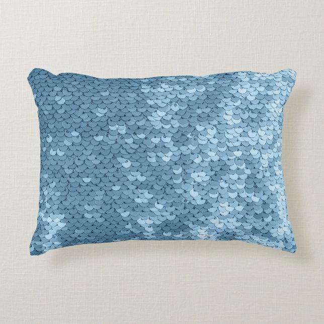 Sequin Fabric: Sky Blue Shimmer. Decorative Cushion (Front)