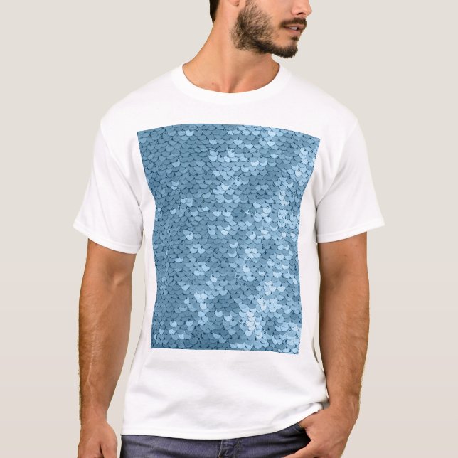 Sequin Fabric: Sky Blue Shimmer. T-Shirt (Front)