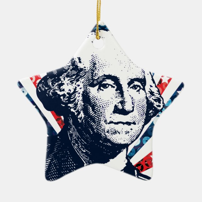 sequin george washington ceramic tree decoration (Front)