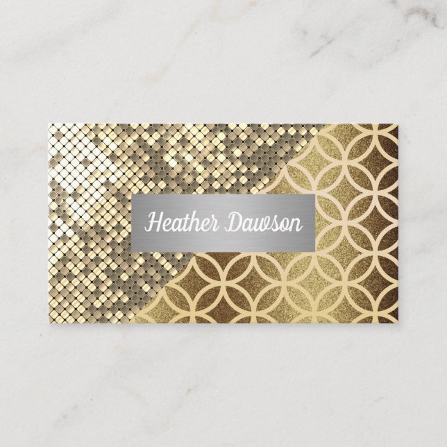 Sequin Glitter and Pattern Business Card (Front)