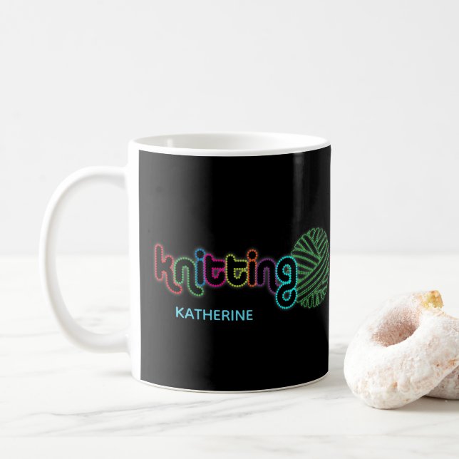 Sequin Glow Knitting Coffee Mug (With Donut)