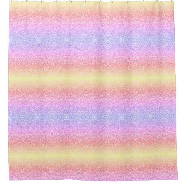 Sequin lace pattern gradient pink gold purple shower curtain (Front)