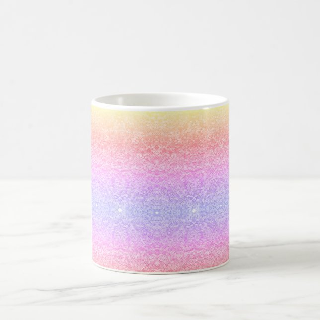 Sequin lace pattern ombre pink gold purple coffee mug (Center)