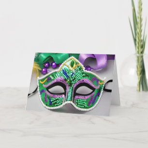Sequin Mardi Gras Mask Birthday Card