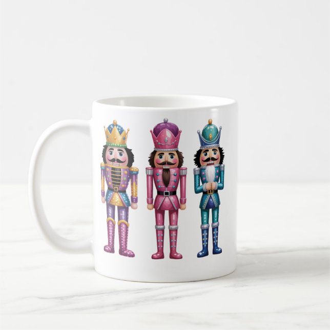 Sequin Nutcracker Christmas Family Preppy Xmas Coffee Mug (Left)