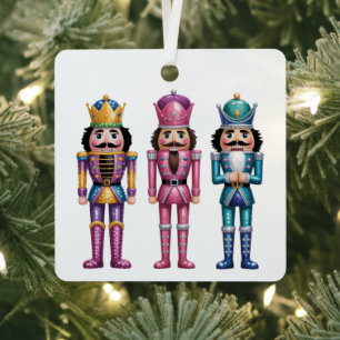 Sequin Nutcracker Christmas Family Preppy Xmas Metal Tree Decoration