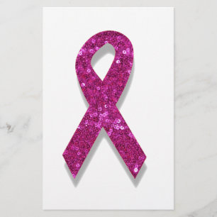 sequin pink breast cancer awareness stationery