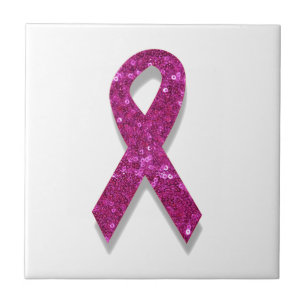 sequin pink breast cancer awareness tile